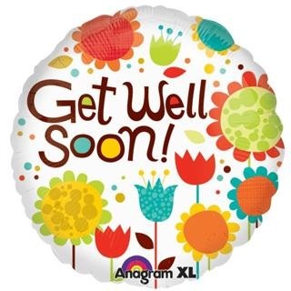 Cheery Flowers Get Well Soon Balloon – buy online or call 01902 712 626